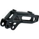 Yellow Polisport chain guide designed for Suzuki RM models (2001-2008), RMZ250 (2007-2011), and RMZ450 (2005-2017), featuring durable plastic construction and precise cutouts for easy installation.