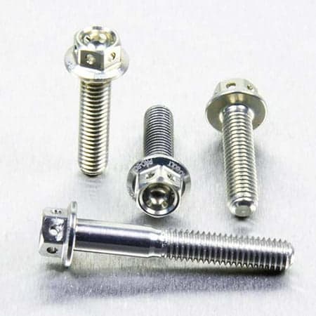 Pro-Bolt Aluminium Brake & Clutch Lever Perch Pinch Flanged Hex Bolt Kit in silver, featuring four bolts with hex heads and flanged designs for secure fitting.