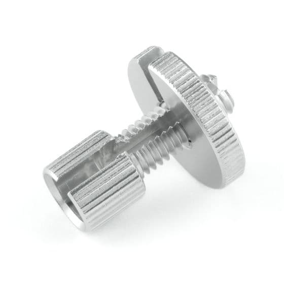 Pro-Bolt Aluminium Cable Adjuster in silver, featuring a ribbed knob and a threaded shaft for precise cable tension adjustments.