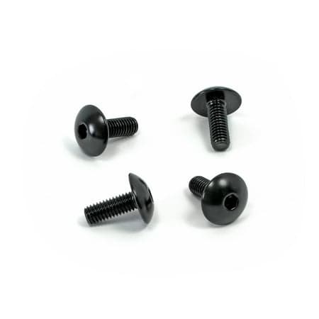 Pro-Bolt Aluminium Number Plate Mounting Bolt Kit featuring four black, rounded-head bolts with hex sockets, designed for secure number plate attachment.