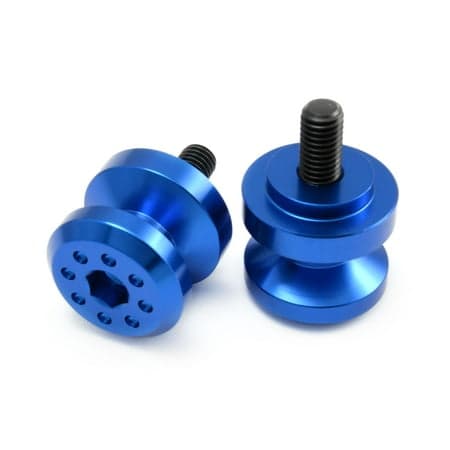 Pro-Bolt Aluminium Paddock Stand Bobbins in vibrant blue, featuring a sleek design with an 8mm threaded bolt and a hexagonal socket for easy installation.