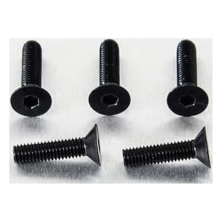Black countersunk alloy bolts, M5 x 0.80mm x 16.0mm, featuring a hexagonal socket head, sold in a pack of five.