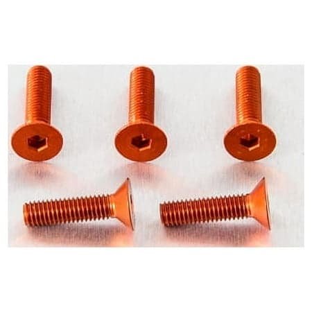 Five orange countersunk alloy bolts, each measuring M5 X 0.80mm X 16.0mm, featuring a hexagonal socket head for easy installation.