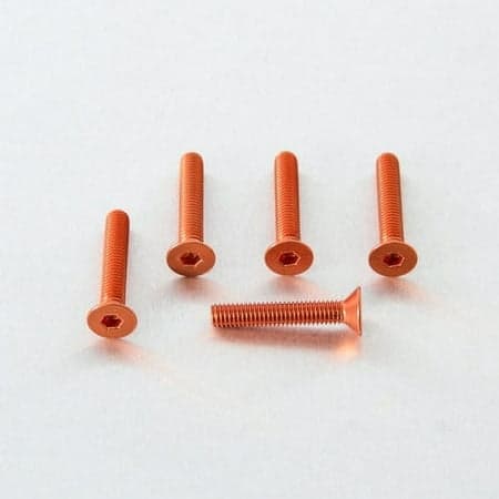 Five orange countersunk alloy bolts, each measuring M6 X 1.00mm X 30.0mm, featuring a hexagonal socket head for easy installation.