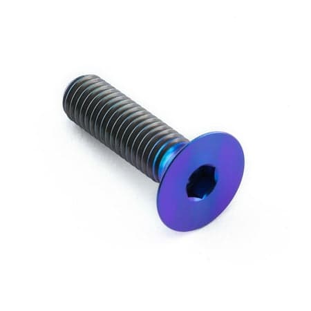Countersunk M8 titanium bolt in purple, measuring 30mm with a 22mm head diameter, featuring a hexagonal socket for easy installation.