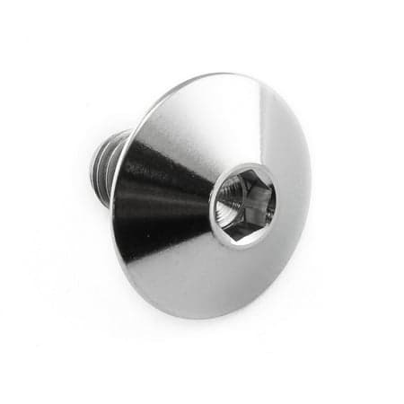 Shiny natural titanium dome head bolt with an M6 x 1.00mm thread size and a length of 10mm, featuring a hexagonal socket for easy installation.