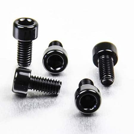 Five black alloy parallel Allen head bolts, each with a smooth rounded top and threaded shaft, measuring M6 x 1.00mm x 12mm, packaged by Pro-Bolt.