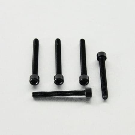 Five black alloy parallel Allen head bolts, each measuring M6 x 1.00mm x 50mm, showcasing a sleek finish and rounded heads for easy installation.
