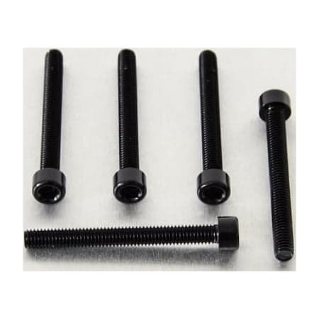 Five black alloy parallel Allen head bolts, each measuring M6 x 1.00mm x 55mm, showcasing a sleek finish and hexagonal socket for easy installation.