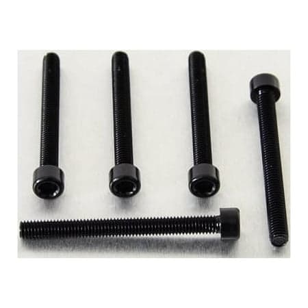 Five black alloy parallel Allen head bolts, each measuring M6 x 1.00mm x 60mm, featuring a smooth finish and hexagonal socket for easy installation.
