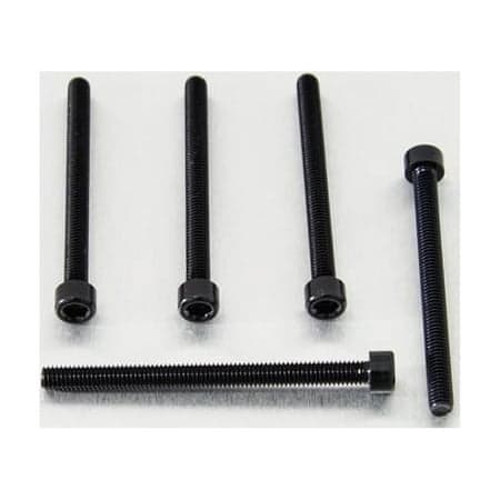 Five black alloy parallel Allen head bolts, each measuring M6 x 1.00mm x 75mm, showcasing a sleek finish and hexagonal socket for easy installation.