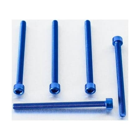 Five blue alloy parallel Allen head bolts, each measuring M6 x 1.00mm x 80mm, showcasing a smooth finish and hexagonal socket for easy installation.