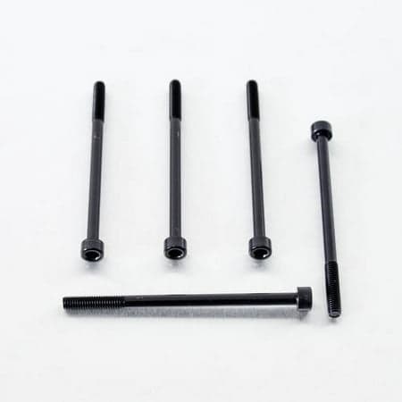 Five black alloy parallel Allen head bolts, M6 x 1.00mm x 90mm, featuring a smooth finish and hexagonal socket for easy installation.