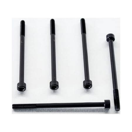 Five black alloy parallel Allen head bolts, M6 x 1.00mm x 95mm, featuring a sleek design and durable finish, arranged on a light surface.