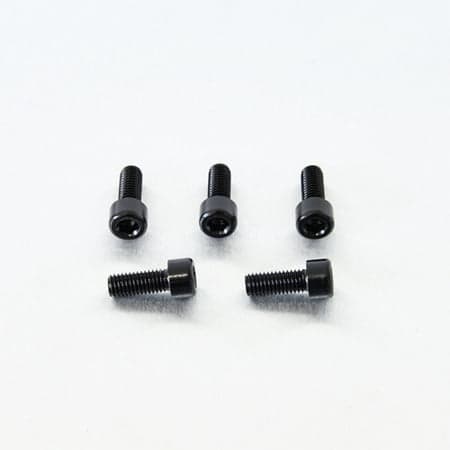 Five black alloy bolts with parallel Allen heads, each measuring M8 x 1.25mm x 20mm, arranged on a light background.