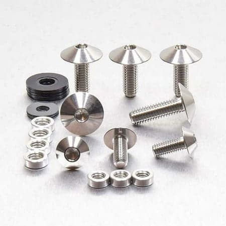 Pro-Bolt Stainless Steel Mudguard & Hugger Bolt Kit in silver, featuring various bolts, washers, and spacers, all made from durable stainless steel for enhanced performance.
