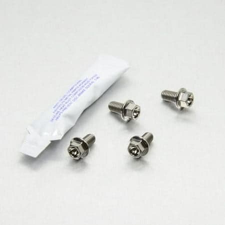 Pro-Bolt Stainless Steel Radiator Guard Mount Bolt Kit in gold, featuring four metallic bolts with hex heads and a small packet of thread lock adhesive.