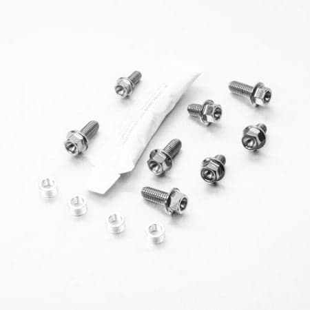 Pro-Bolt Stainless Steel Radiator Guard Mount Bolt Kit in silver, featuring multiple bolts with washers and a protective packaging sleeve, all set against a plain white background.