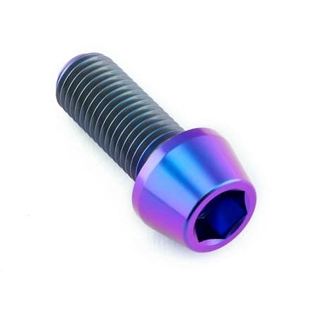 Pro-Bolt tapered Allen head titanium bolt in purple, measuring M10 x 1.25mm x 25mm, featuring a sleek, shiny finish and hexagonal socket for easy installation.