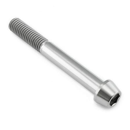 Pro-Bolt tapered Allen head titanium bolt in natural finish, measuring M10 x 1.50mm x 80mm, featuring a smooth shaft and hexagonal recess for tool compatibility.