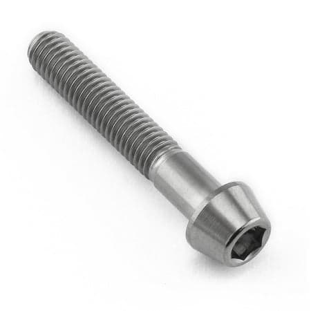 Natural titanium tapered Allen head bolt, M5 size, 0.80mm thread pitch, 30mm length, featuring a smooth finish and hexagonal socket for easy installation.