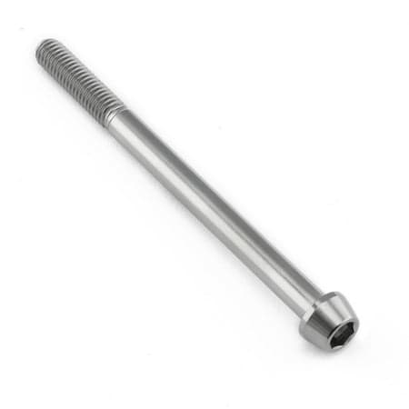 Tapered Allen head titanium bolt in natural finish, measuring M6 x 1.00mm x 80mm with a 25mm length, featuring a smooth, shiny surface and hexagonal socket.