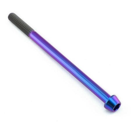 Tapered purple titanium Allen head bolt measuring M6 x 1.00mm x 95mm, featuring a smooth finish and textured grip for enhanced performance.