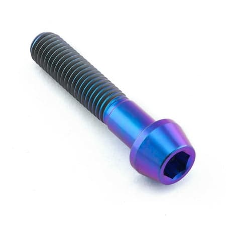 Pro-Bolt tapered Allen head titanium bolt in purple, measuring M8 x 1.25mm x 40mm, features a smooth, shiny finish and distinct hexagonal socket for easy installation.