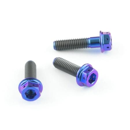 Pro-Bolt Titanium Brake & Clutch Lever Perch Pinch Bolt Kit in vibrant purple, featuring three hex head bolts with a sleek, metallic finish and contrasting threaded shafts.