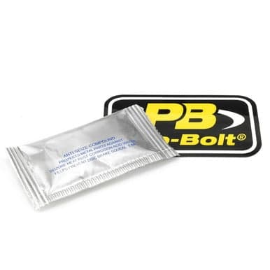 Purple titanium bolt kit for mudguards and huggers by Pro-Bolt, featuring a sleek design and durable material, accompanied by an anti-seize compound packet and branded sticker.