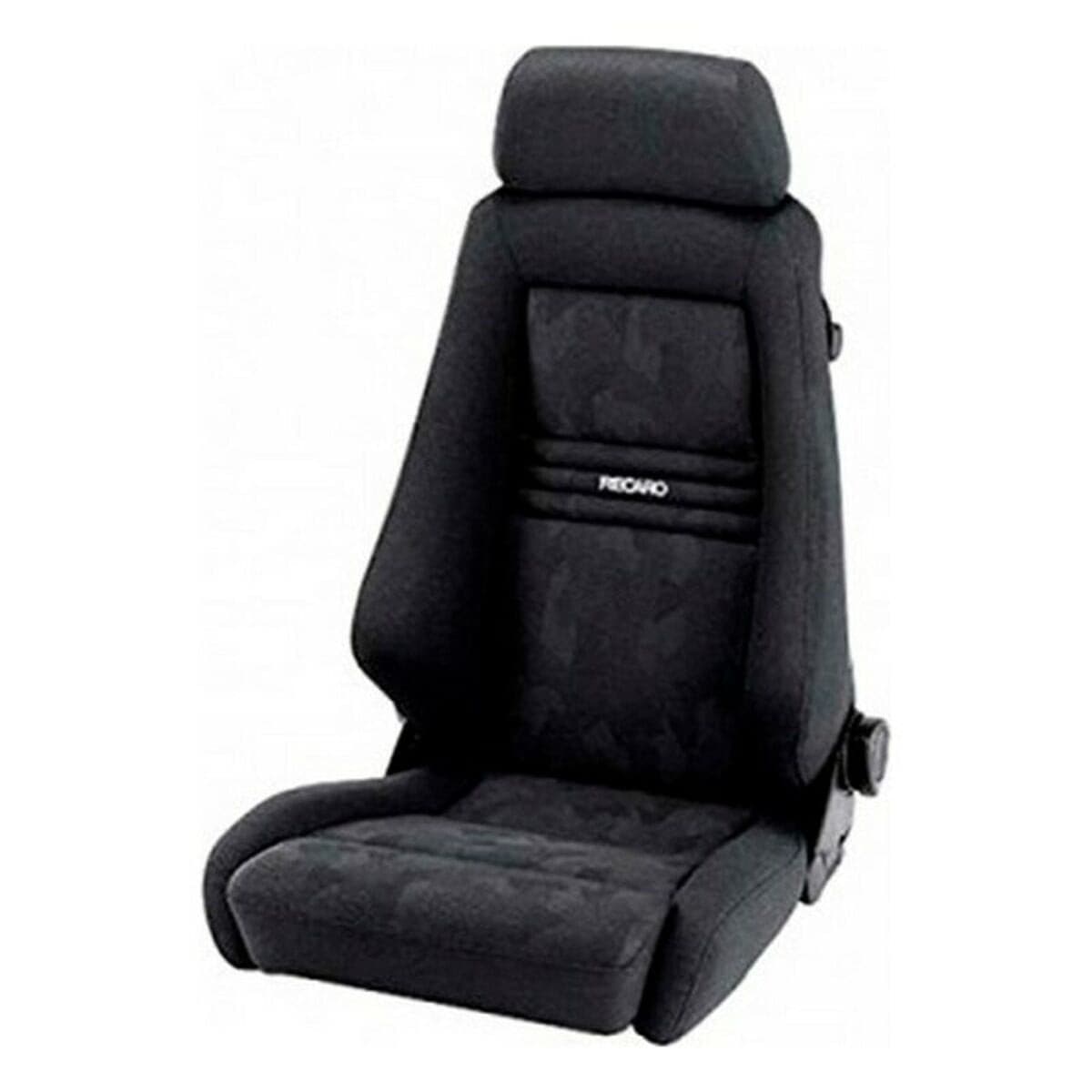 Black Recaro SPECIALIST racing seat featuring a sleek design, padded upholstery, adjustable headrest, and distinct Recaro branding on the side.