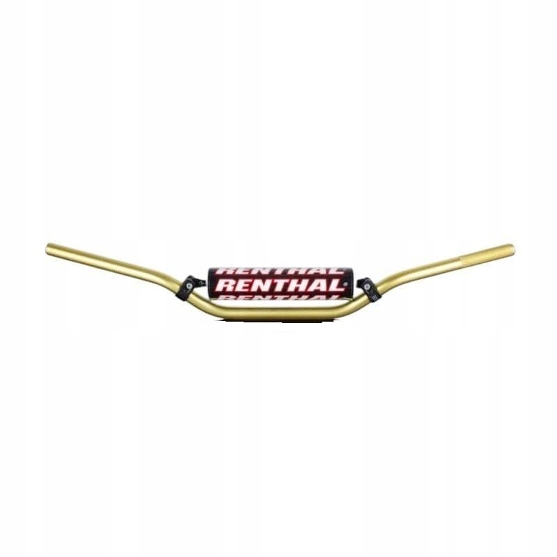 Black Renthal Volant 7/8 Palca (22 MM) Speedway handlebar with a gold finish and a prominent red and white Renthal logo on the center pad.