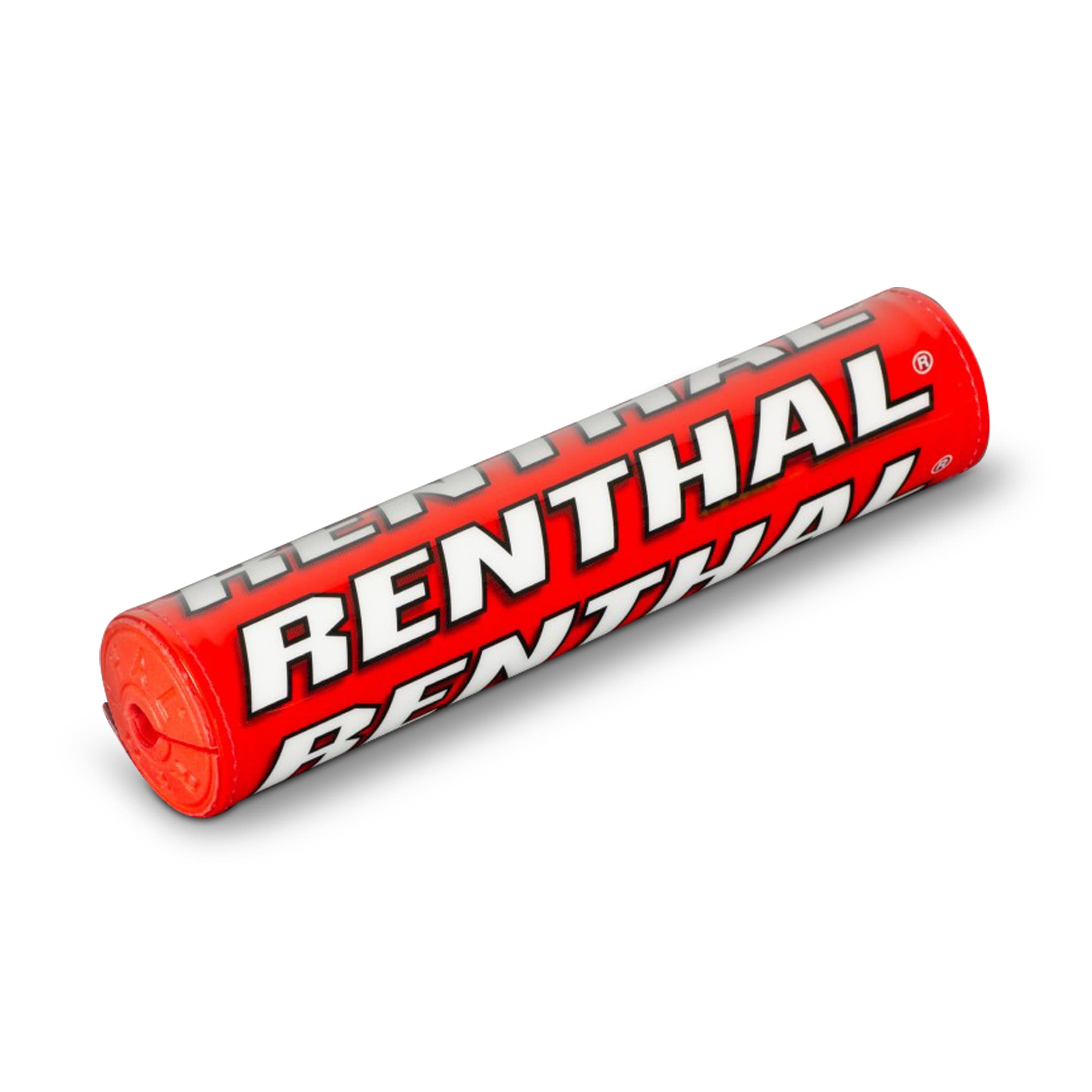 Red foam bar pad featuring bold white "RENTHAL" branding, measuring 240mm/10", designed for motorcycle handlebars.