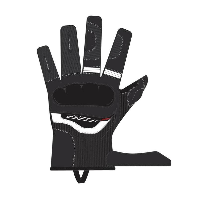 Black and white RST Urban Air 3 Mesh Ladies Motorcycle Gloves in size 2XS, featuring a breathable mesh design, reinforced knuckles, and a secure wrist closure.