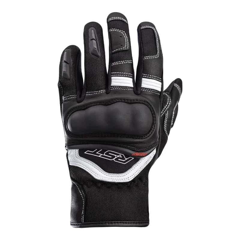 Black and white RST Urban Air 3 gloves in size 8, featuring padded knuckles, reinforced palm, and breathable fabric for enhanced grip and comfort.