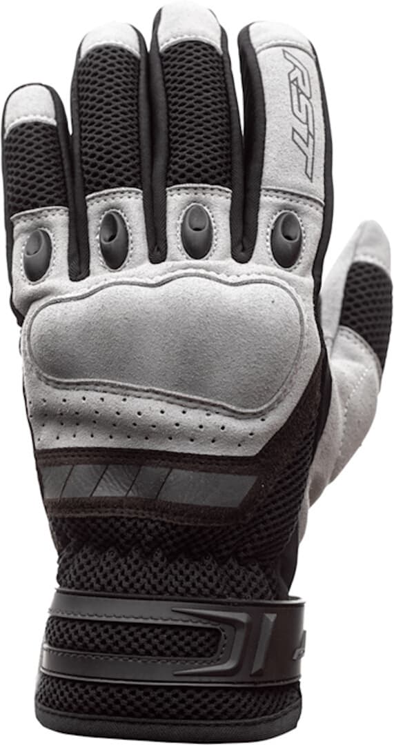 Black and light grey RST Ventilator-X gloves, size 8, featuring a mix of breathable mesh and durable material with padded knuckles and a secure wrist strap.