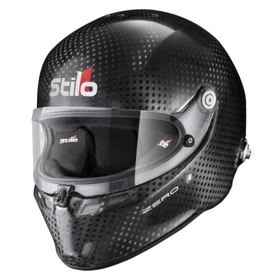 Stilo ST6 FN Zero Carbon Helmet in matte black, featuring a clear visor, aerodynamic design, and ventilation openings, size M (57cm) with a sleek, lightweight carbon fiber construction.