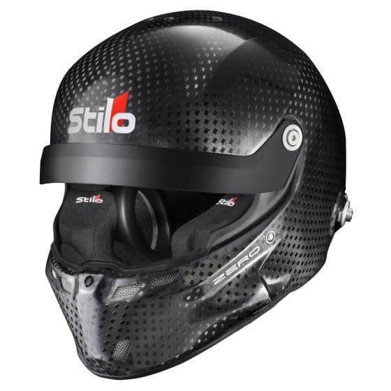 Stilo ST6 R Zero Carbon Rally Helmet in black carbon fiber with a sleek design, featuring a visor and padded interior, size XL (61cm) for optimal fit and safety.