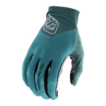 Green Troy Lee Designs Ace 2.0 motocross gloves in size L for men, featuring a sleek design, breathable material, and reinforced palm for enhanced grip and durability.