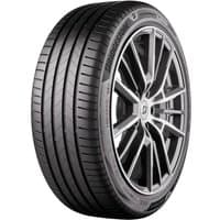 Bridgestone Turanza 6 tire, 255/40 R20, black with sleek tread pattern, rim protection, and stylish alloy wheel.