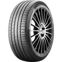Continental ContiSportContact 5 tire, 245/45 R17, black with kerbing rib, sleek tread pattern, mounted on alloy wheel.