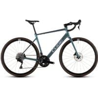 Gray Cube Attain SLX road bike with drop handlebars, disc brakes, and thin tires.