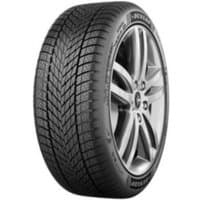 Dunlop Winter tire 205/55 R17 95V XL with black tread, intricate pattern, and silver alloy wheel.