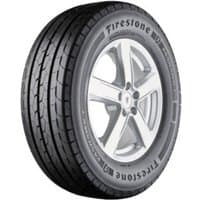Firestone Vanhawk 3 tire, black with detailed tread pattern, sidewall text, and silver alloy wheel rim.