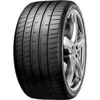 Black Goodyear Eagle F1 Supersport tire with wide tread, deep grooves, and visible sidewall branding.