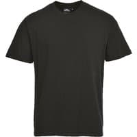 Black Portwest DX4 T-shirt, short sleeves, crew neck, size XL, simple design.