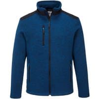 Blue Portwest KX3 Performance Fleece, XL, with black shoulder accents and zippered chest and side pockets.