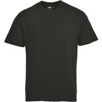 Black Portwest Turin Premium T-Shirt, size L, with short sleeves and crew neck.