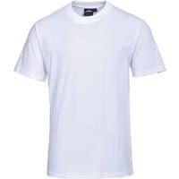 White Portwest Turin Premium T-Shirt, short sleeves, crew neck, medium size, plain design.