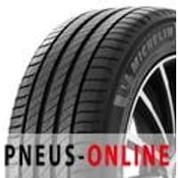 Black MICHELIN Primacy 4 plus tire with detailed tread pattern and sidewall branding, mounted on a silver alloy wheel.